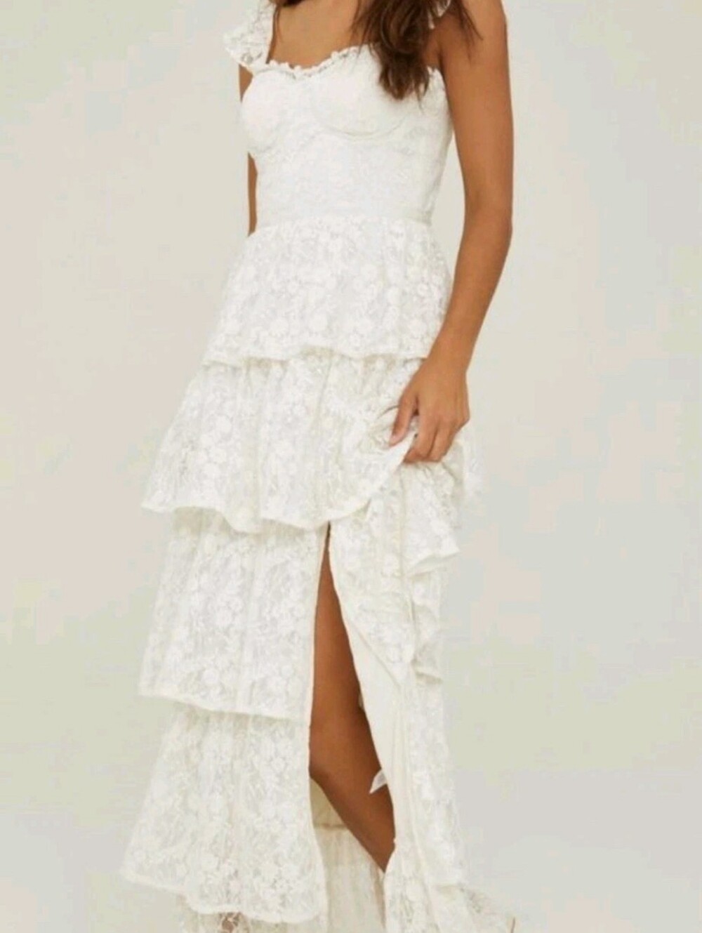 Altar'd State Umber Cream White Tiered Lace Maxi Dress Wedding Women's XL NWT